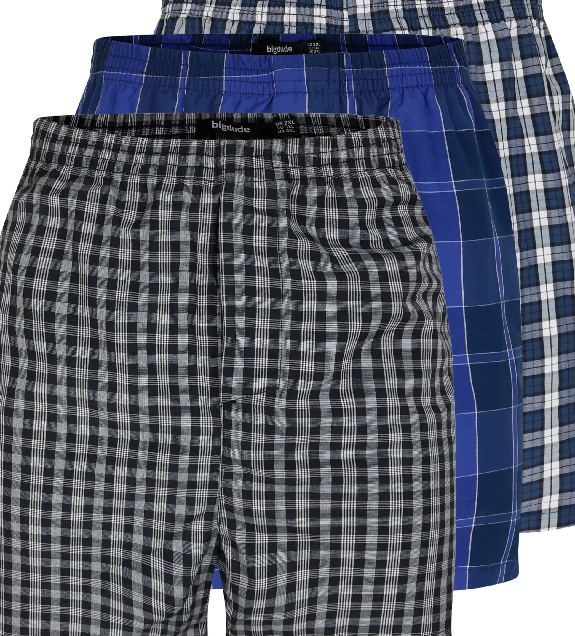 Bigdude 3 Pack Woven Boxer Shorts Navy