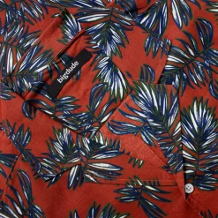 Bigdude Palm Leaves Viscose Relaxed Collar Shirt Pepper Red
