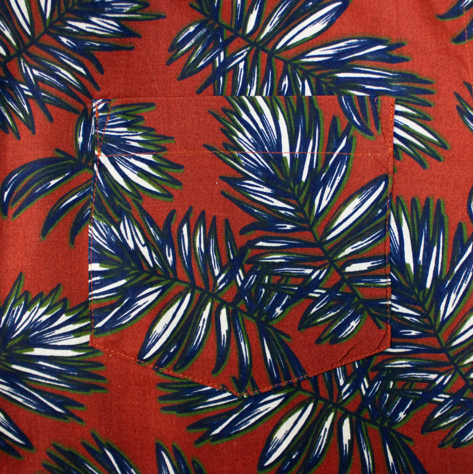 Bigdude Palm Leaves Viscose Relaxed Collar Shirt Pepper Red