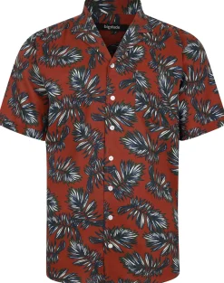 Bigdude Palm Leaves Viscose Relaxed Collar Shirt Pepper Red Tall