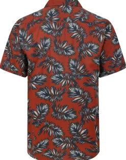 Bigdude Palm Leaves Viscose Relaxed Collar Shirt Pepper Red Tall
