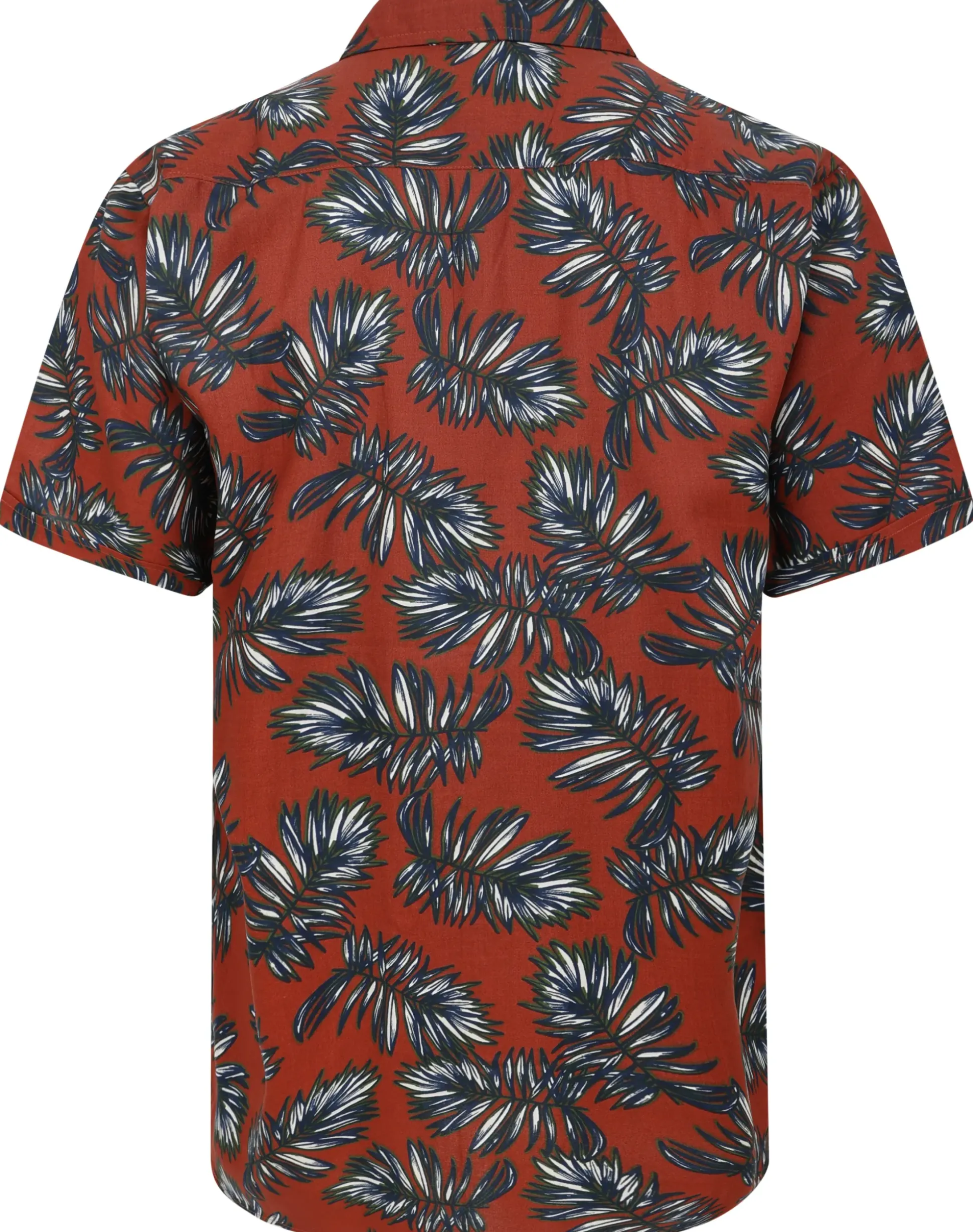 Bigdude Palm Leaves Viscose Relaxed Collar Shirt Pepper Red Tall