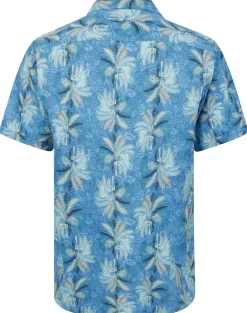 Bigdude Palms Viscose Relaxed Collar Shirt Blue