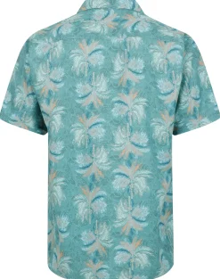 Bigdude Palms Viscose Relaxed Collar Shirt Green Tall