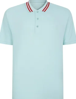 Bigdude Pique Polo With Chunky Tipping Turquoise Tall