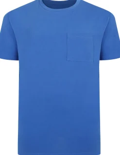 Bigdude Plain Crew Neck T-Shirt With Pocket Royal Blue