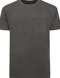 Bigdude Plain Crew Neck T-Shirt With Pocket Charcoal