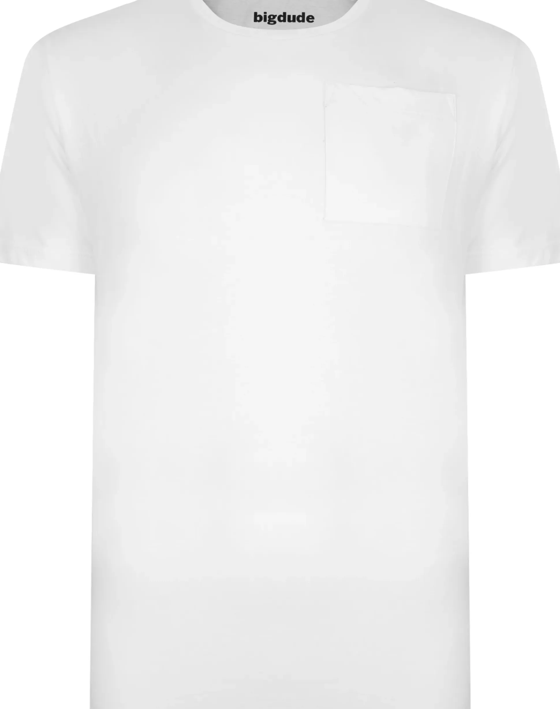 Bigdude Plain Crew Neck T-Shirt With Pocket White