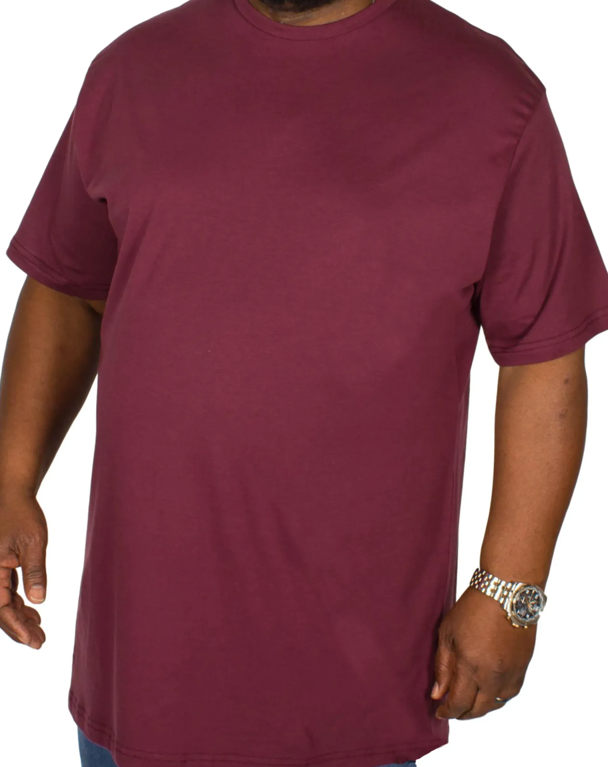 Bigdude Plain Crew Neck T-Shirt Burgundy