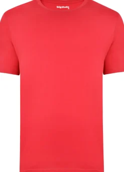 Bigdude Plain Crew Neck T-Shirt Red Space Cherry Tall