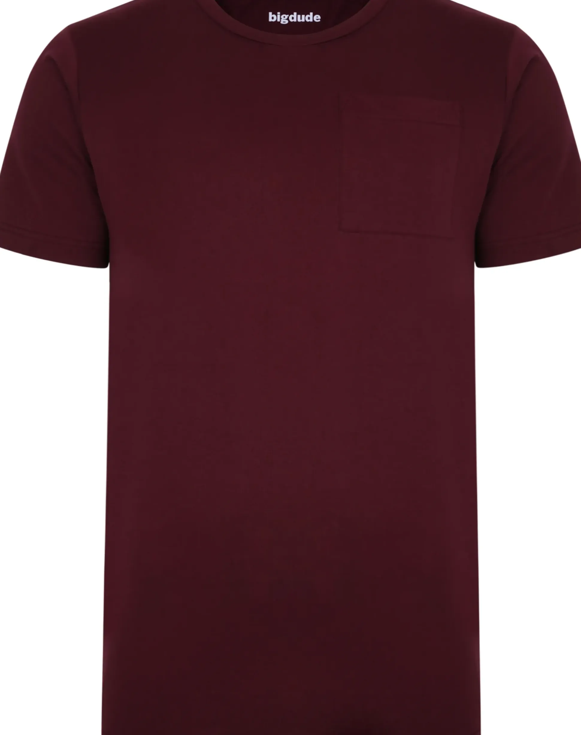Bigdude Plain Crew Neck T-Shirt With Pocket Burgundy