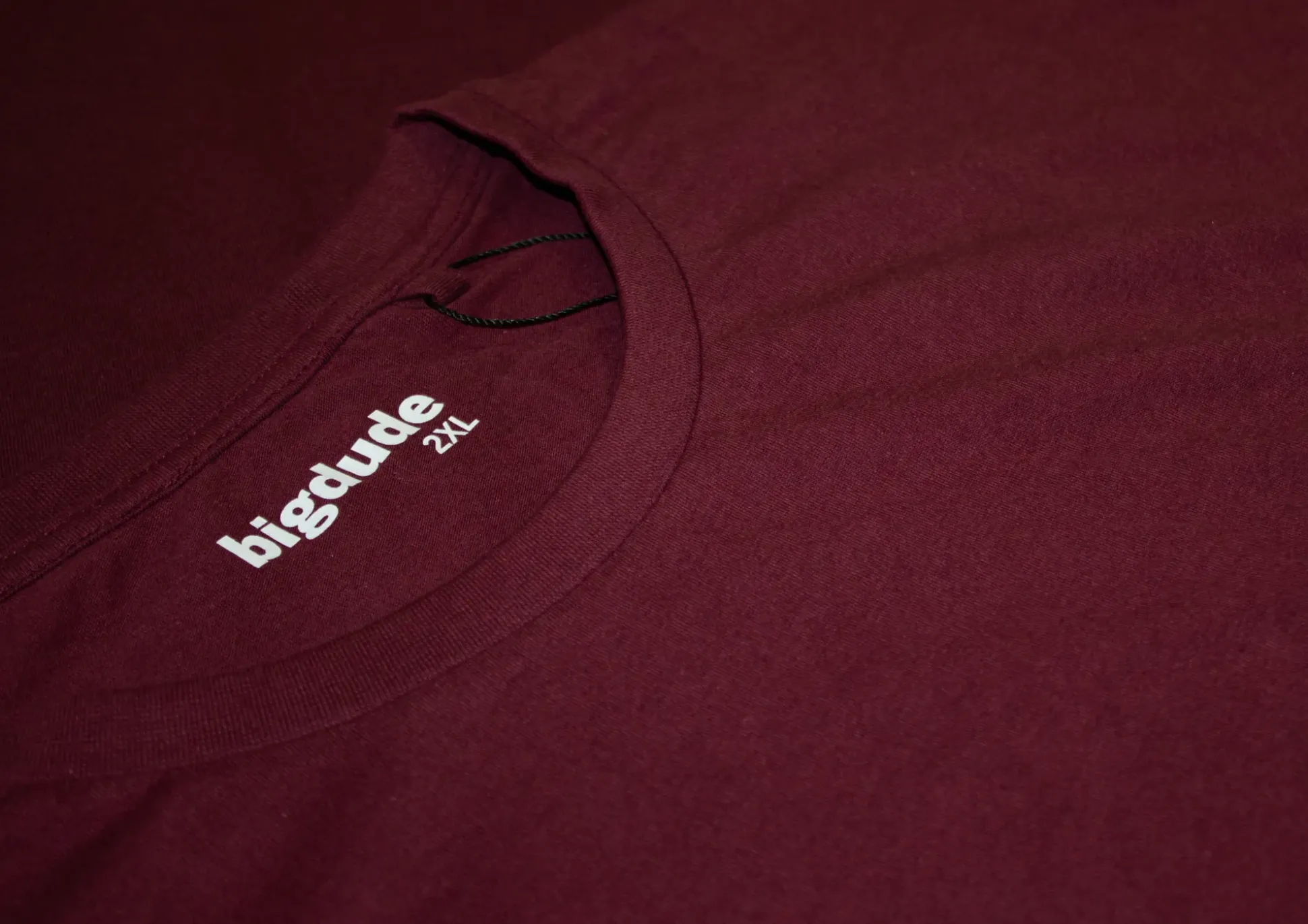 Bigdude Plain Crew Neck T-Shirt With Pocket Burgundy