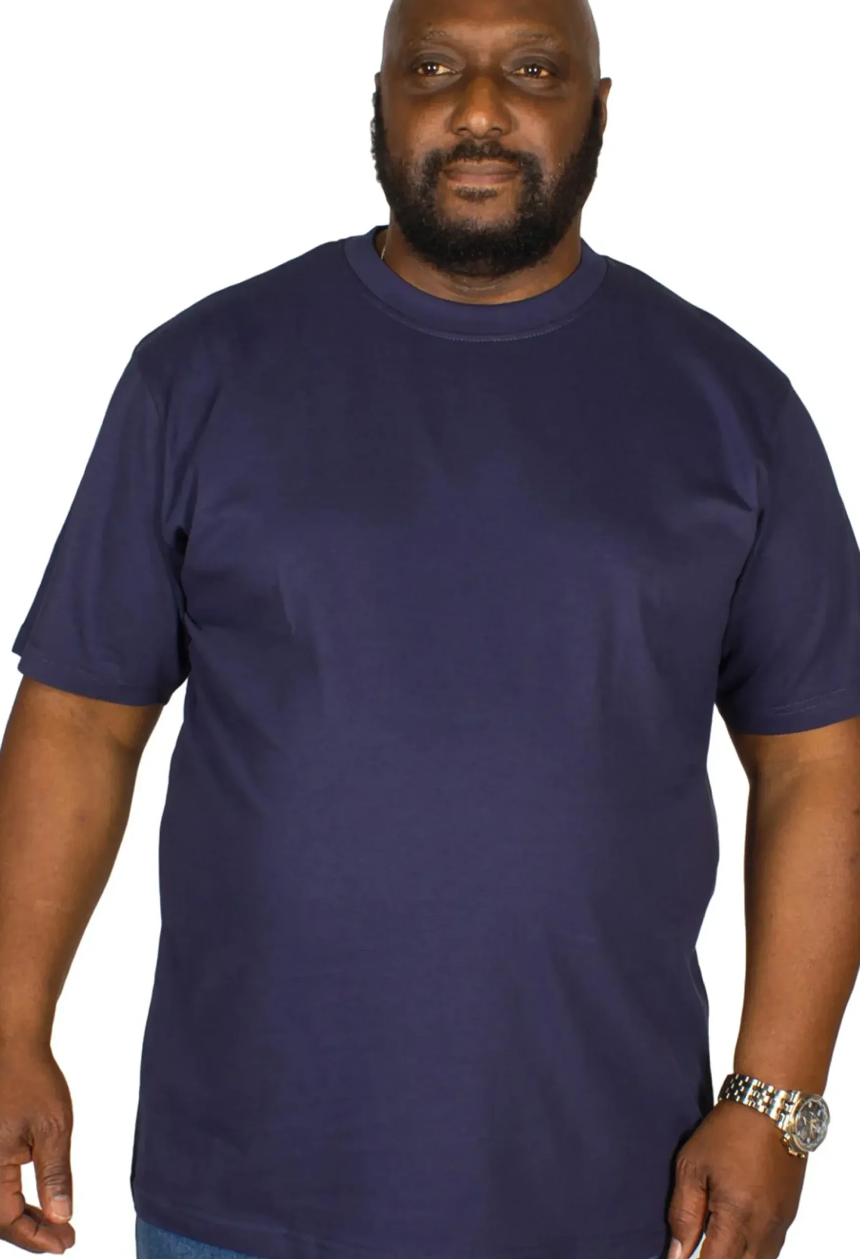 Bigdude Plain Crew Neck T-Shirt Navy