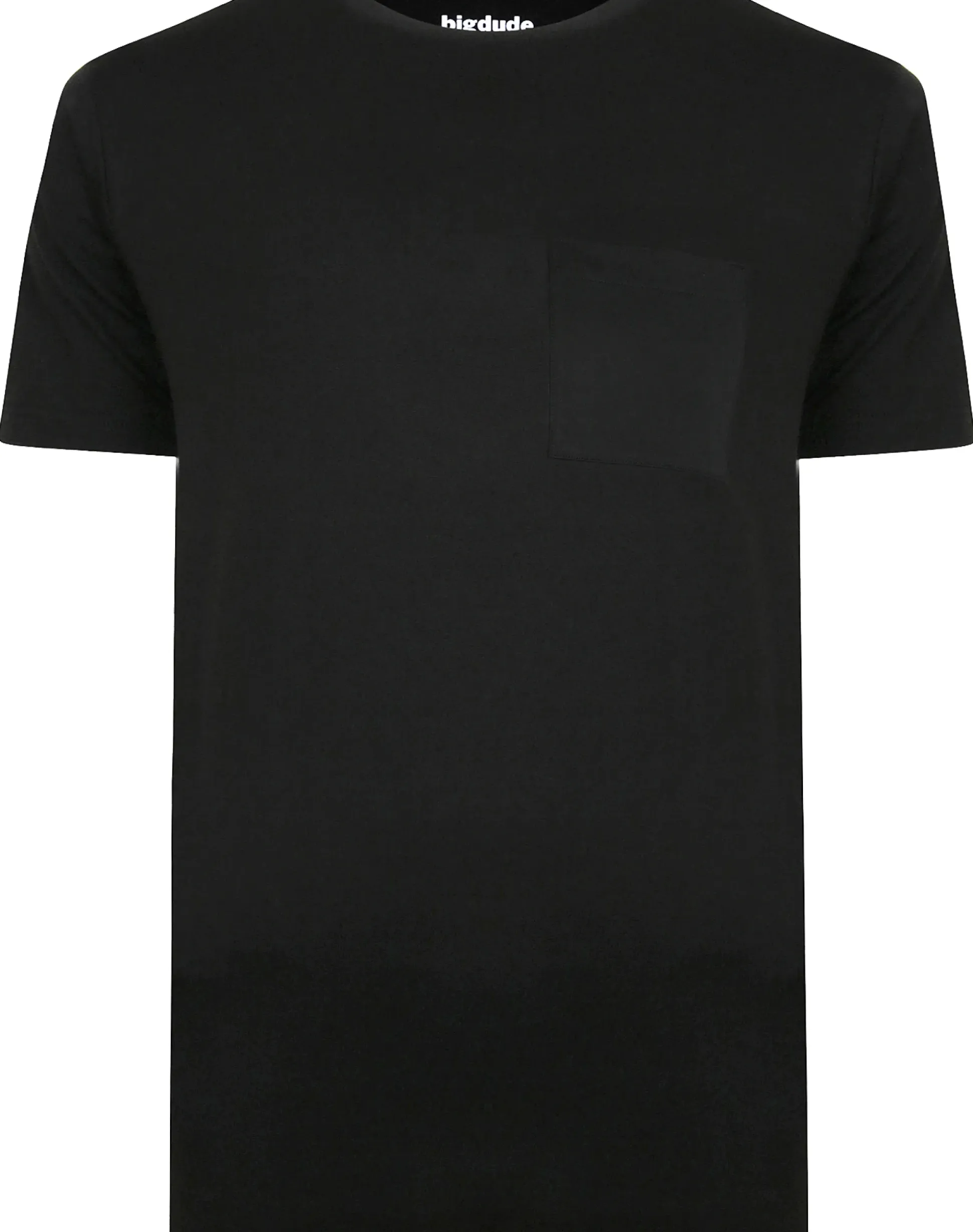 Bigdude Plain Crew Neck T-Shirt With Pocket Black