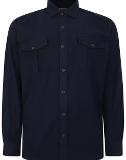 Bigdude Plain Flannel Long Sleeve Shirt Navy