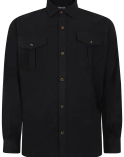 Bigdude Plain Flannel Long Sleeve Shirt Black