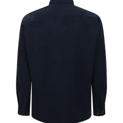 Bigdude Plain Flannel Long Sleeve Shirt Navy Tall