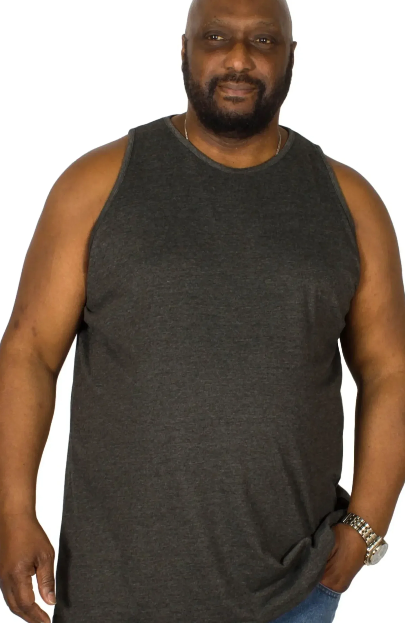 Bigdude Plain Vest Charcoal Tall