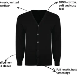 Bigdude Plain V-Neck Knitted Cardigan Black