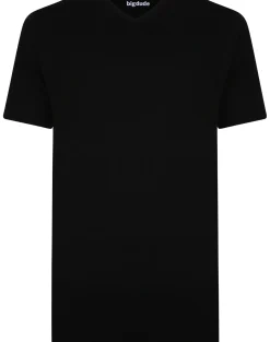 Bigdude Plain V-Neck T-Shirt Black Tall