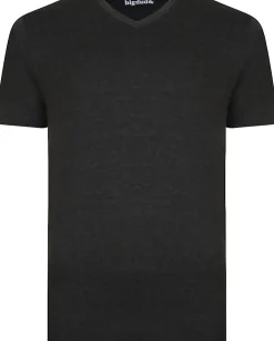 Bigdude Plain V-Neck T-Shirt Charcoal Marl