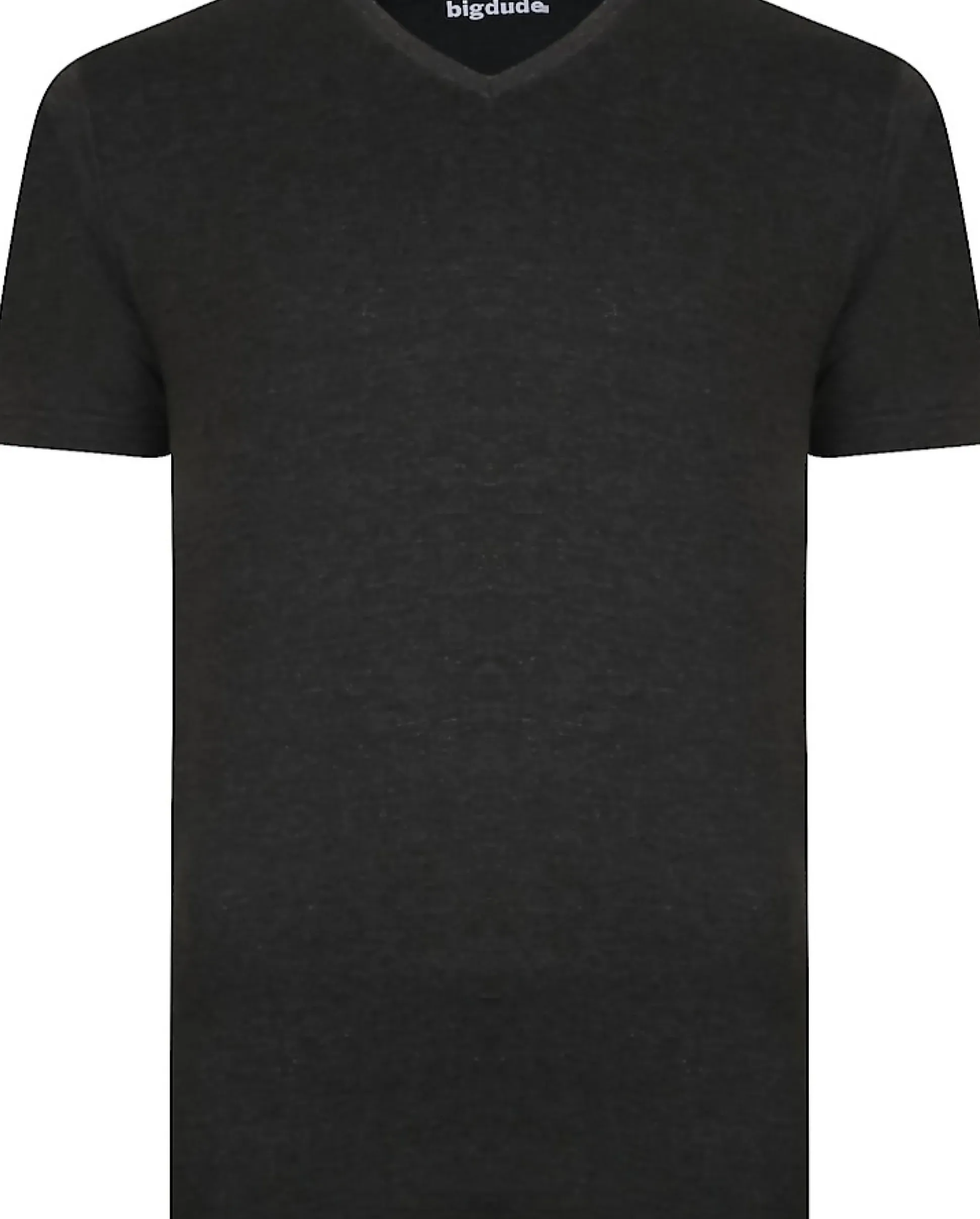 Bigdude Plain V-Neck T-Shirt Charcoal Marl