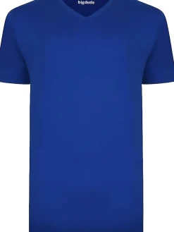 Bigdude Plain V-Neck T-Shirt Royal Blue