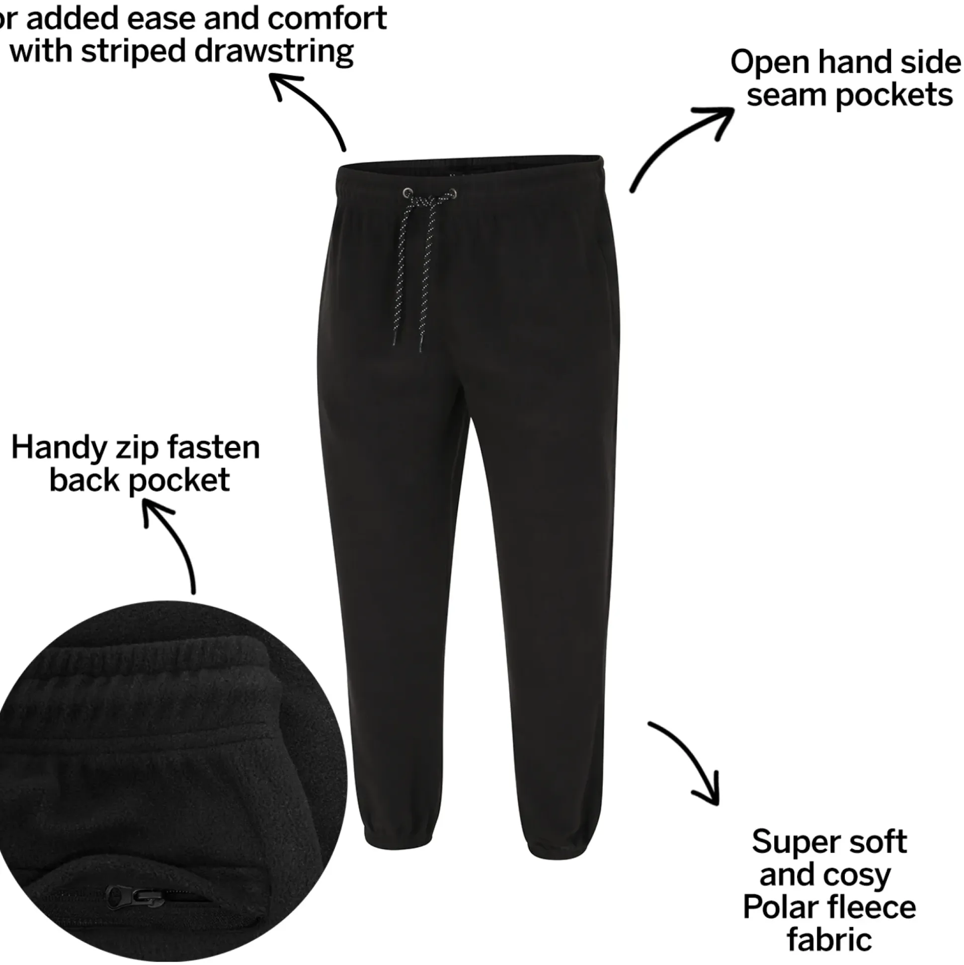 Bigdude Polar Fleece Joggers Black