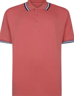 Bigdude Polo With Contrast Tipping Faded Red