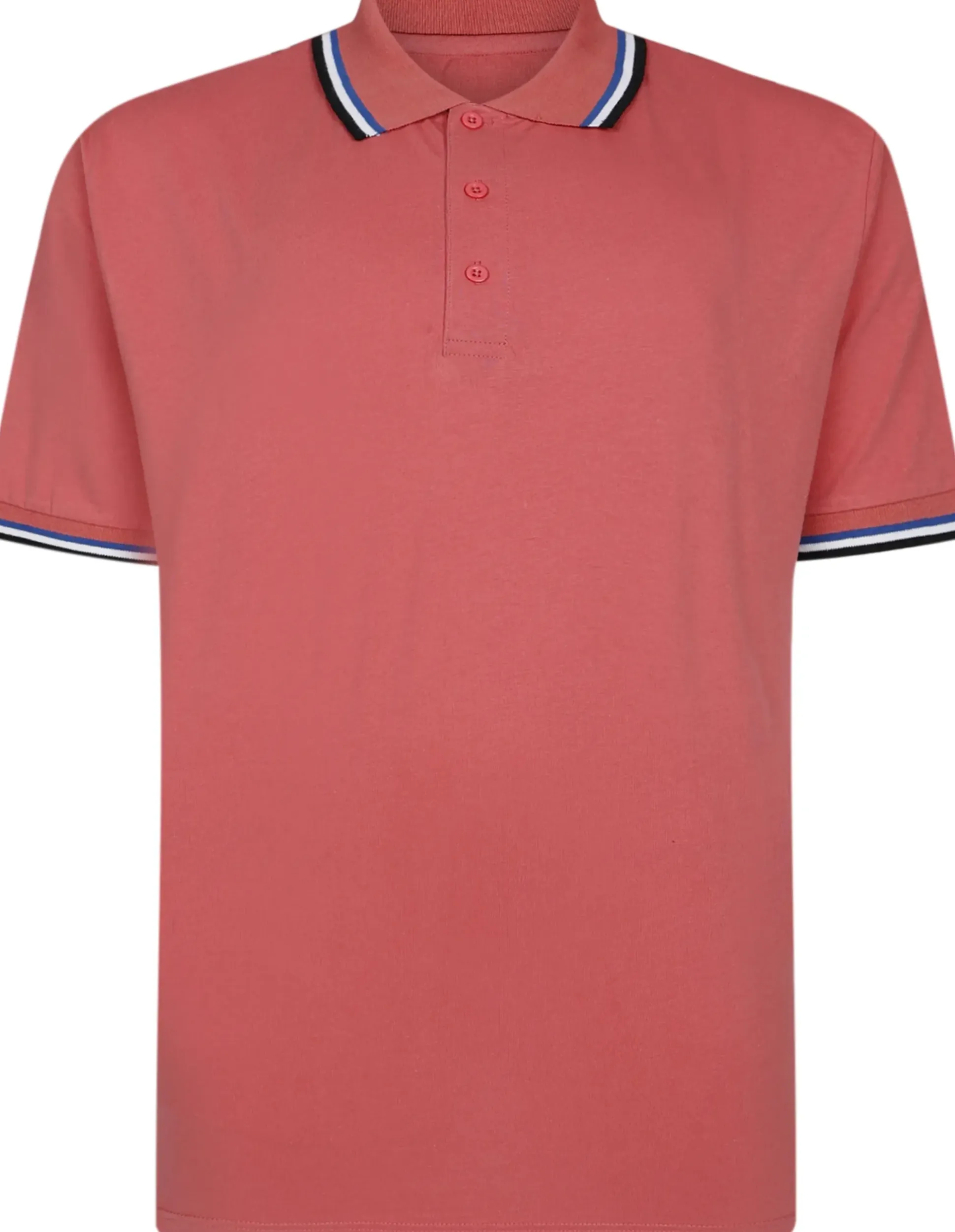 Bigdude Polo With Contrast Tipping Faded Red