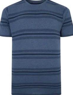 Bigdude Pure Cotton Striped T-Shirt Dark Denim Tall