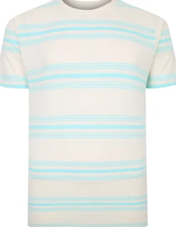 Bigdude Pure Cotton Striped T-Shirt Cream Tall