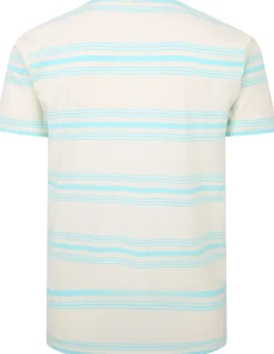 Bigdude Pure Cotton Striped T-Shirt Cream Tall