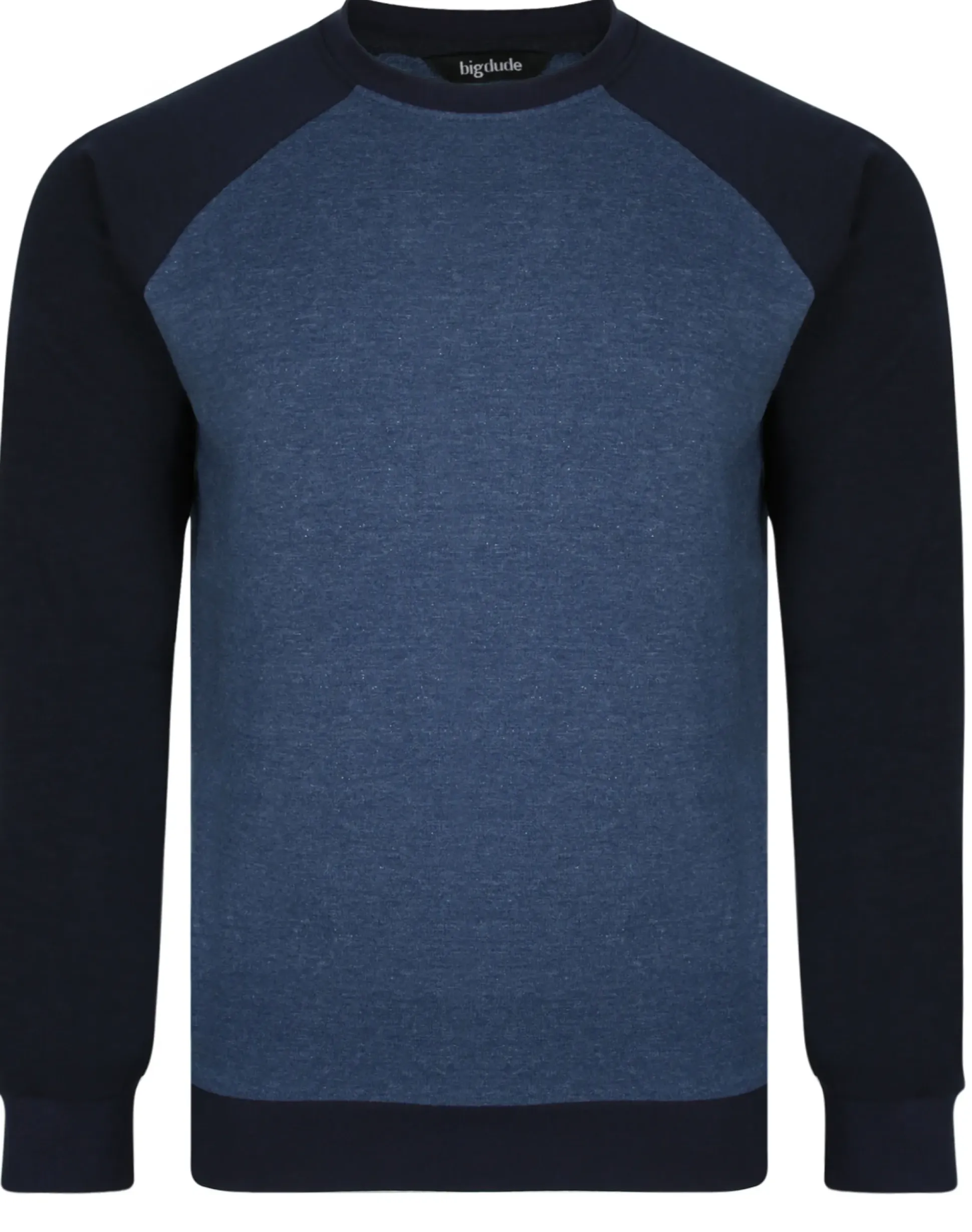 Bigdude Raglan Contrast Crew Neck Sweatshirt Denim Marl/Navy