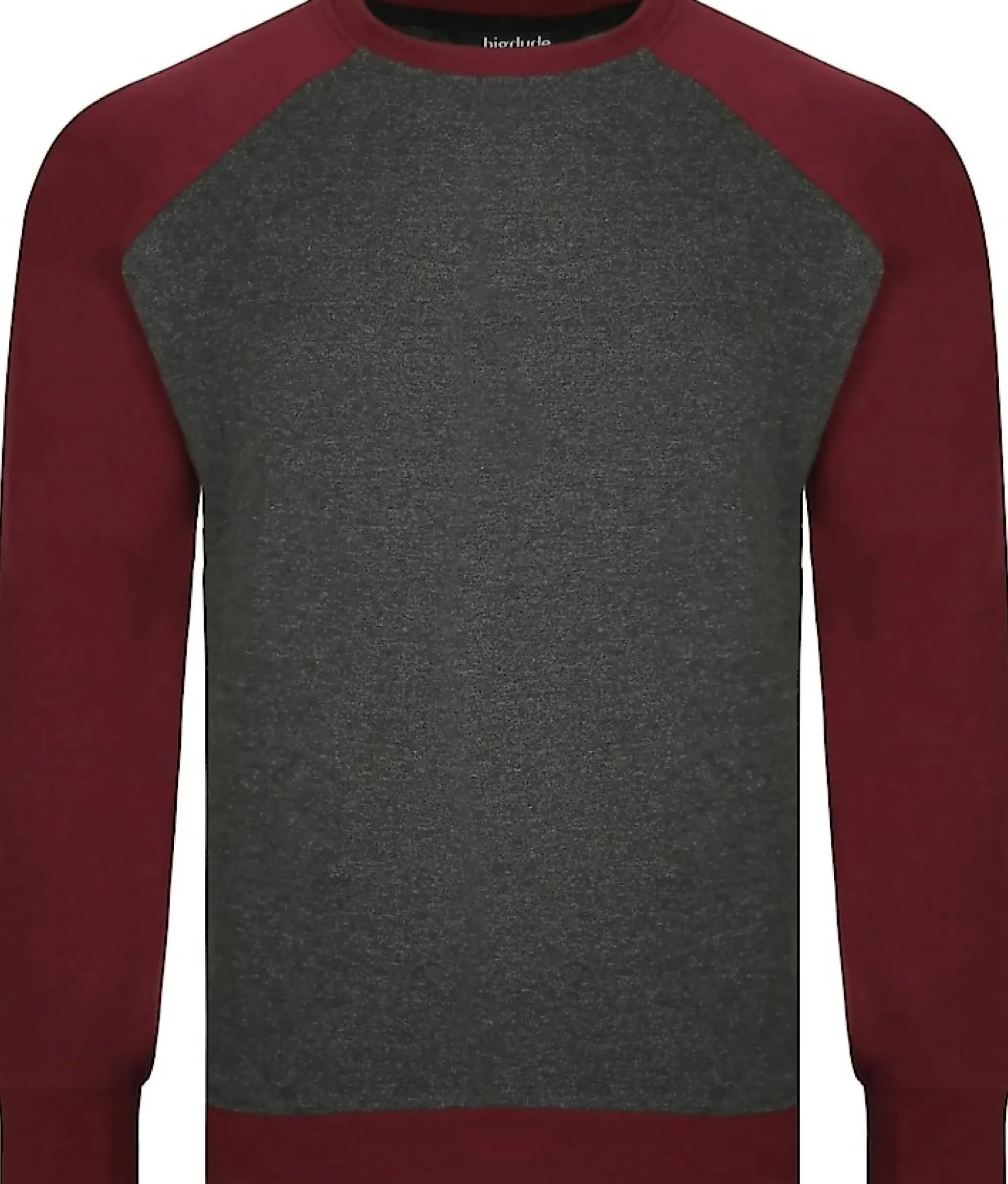 Bigdude Raglan Contrast Crew Neck Sweatshirt Charcoal/Burgundy