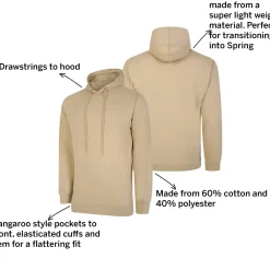 Bigdude Relaxed Fit Lightweight Hoody Sand Tall