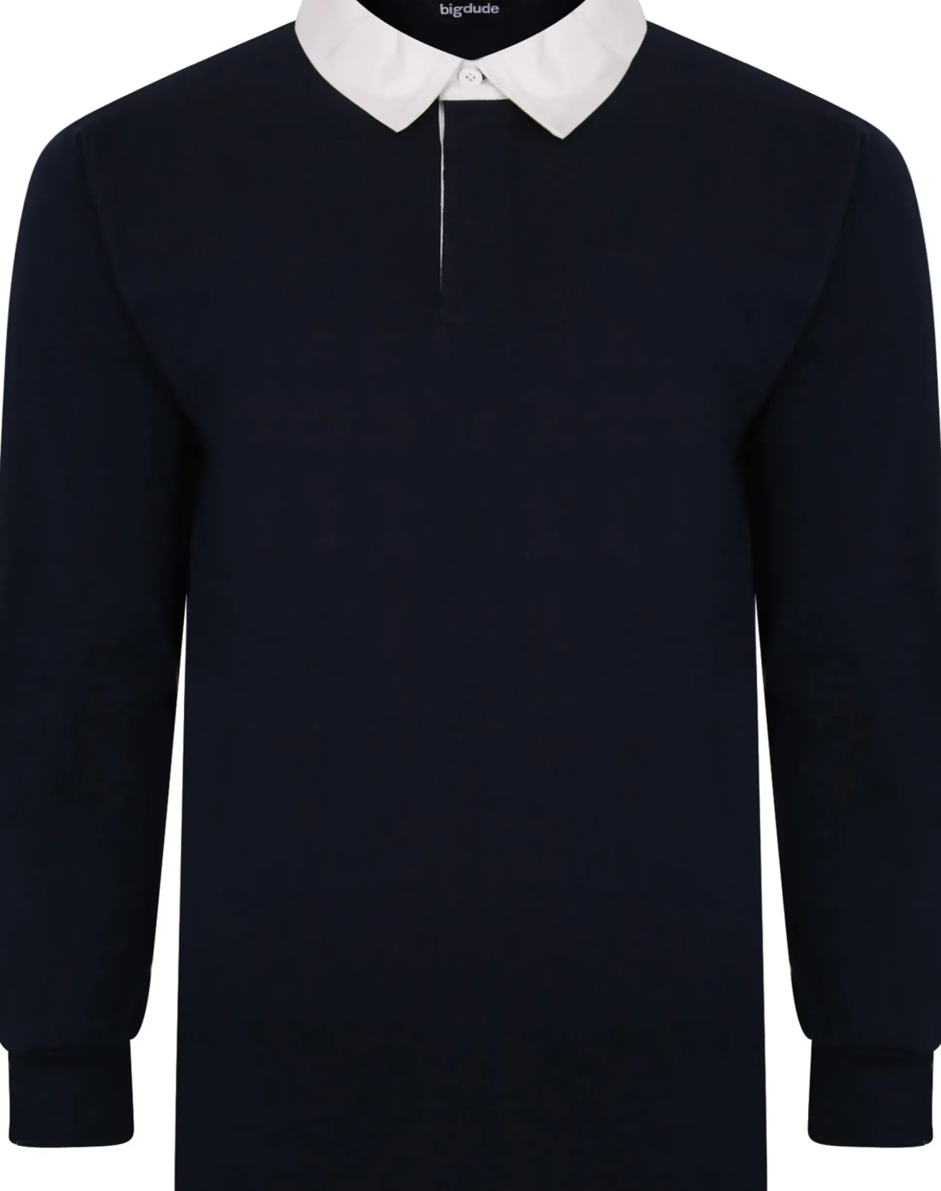 Bigdude Rugby Style Long Sleeve Polo Shirt Navy