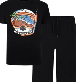 Bigdude Scuba Skull Print Pyjama Set Black