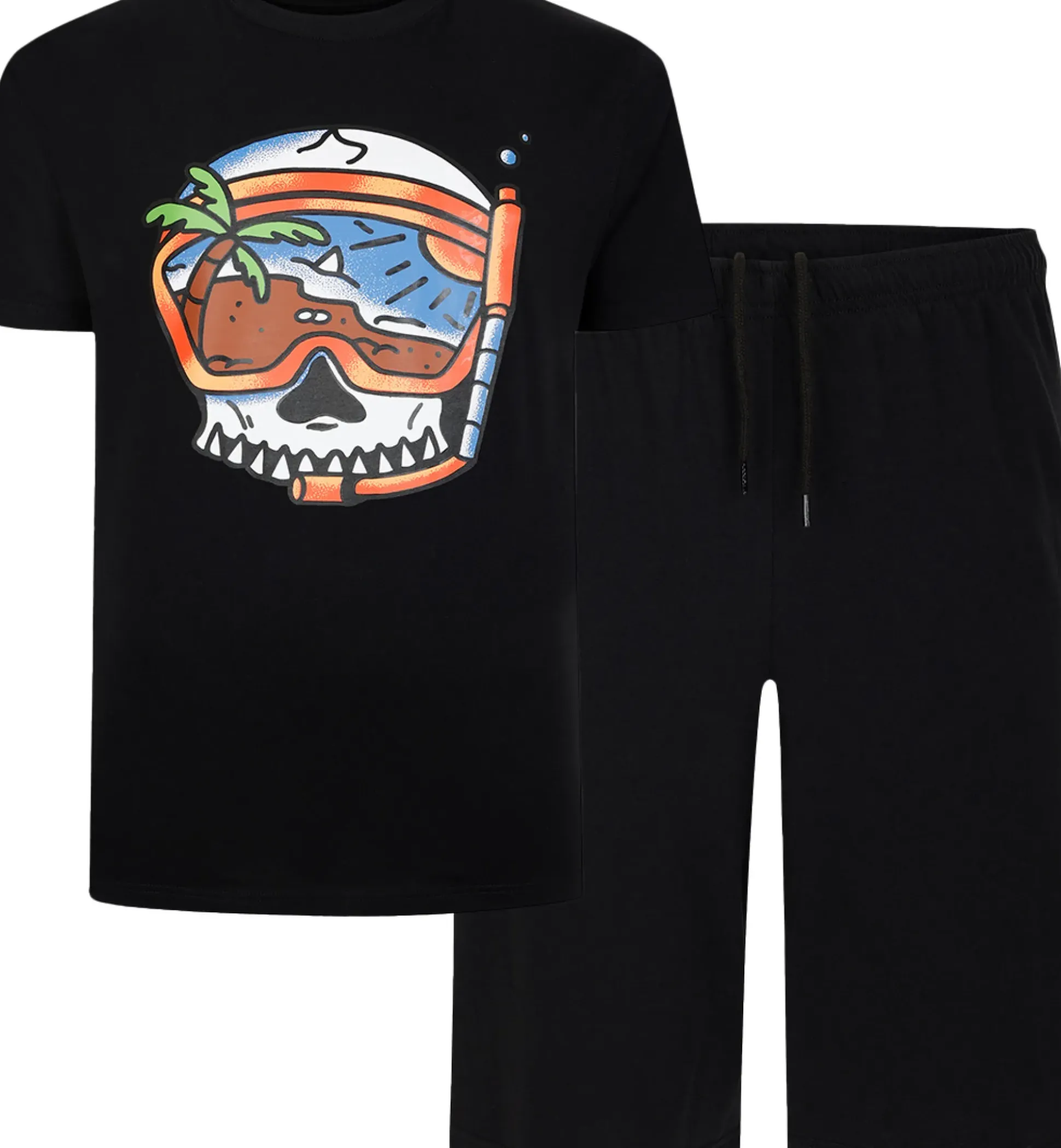 Bigdude Scuba Skull Print Pyjama Set Black