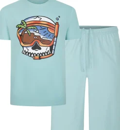 Bigdude Scuba Skull Print Pyjama Set Turquoise
