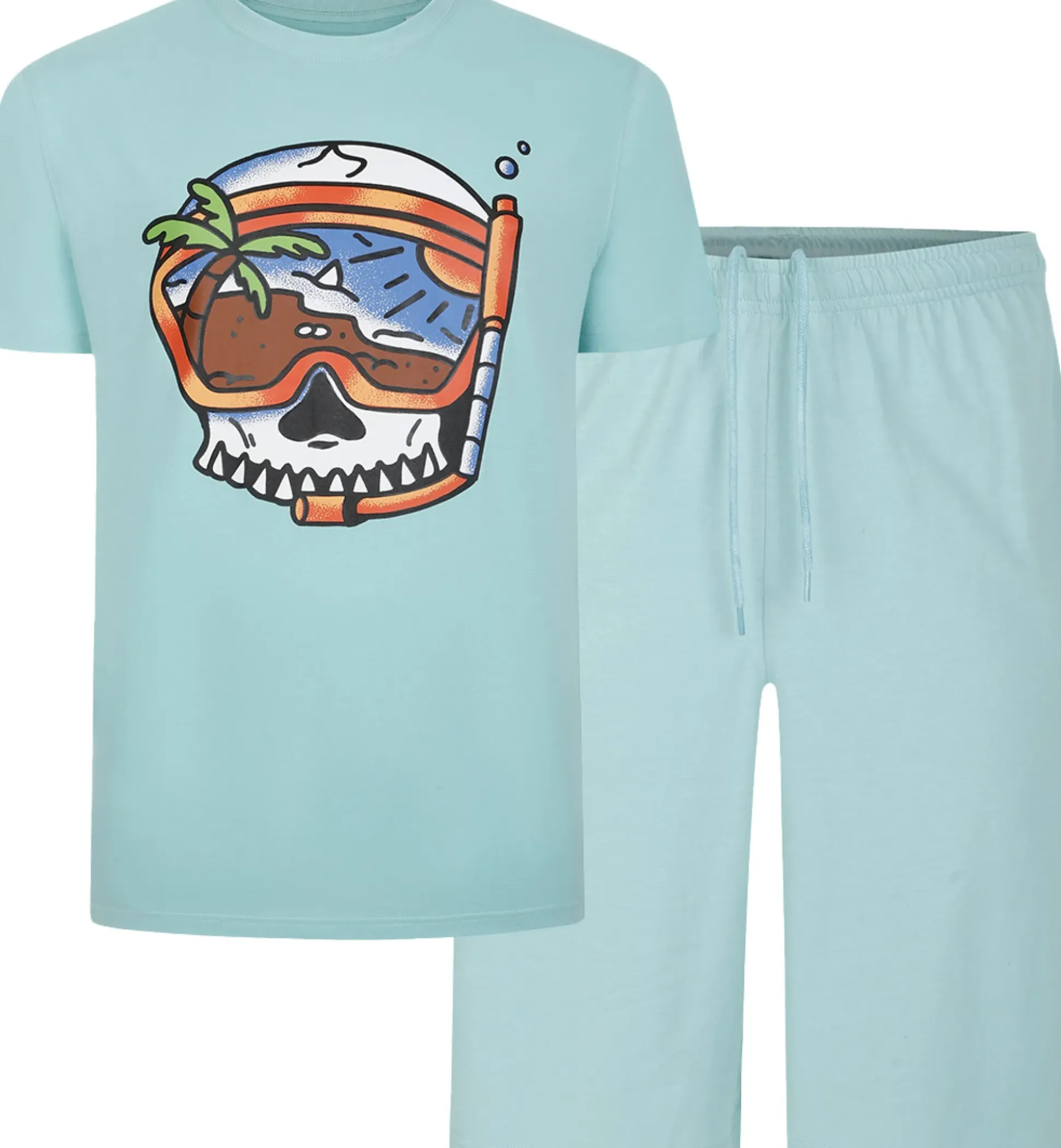 Bigdude Scuba Skull Print Pyjama Set Turquoise