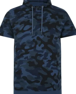 Bigdude Short Sleeve Camo Hoody Navy