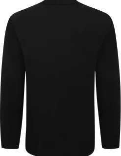 Bigdude Smart Single Jersey Long Sleeve Polo With Zip Black