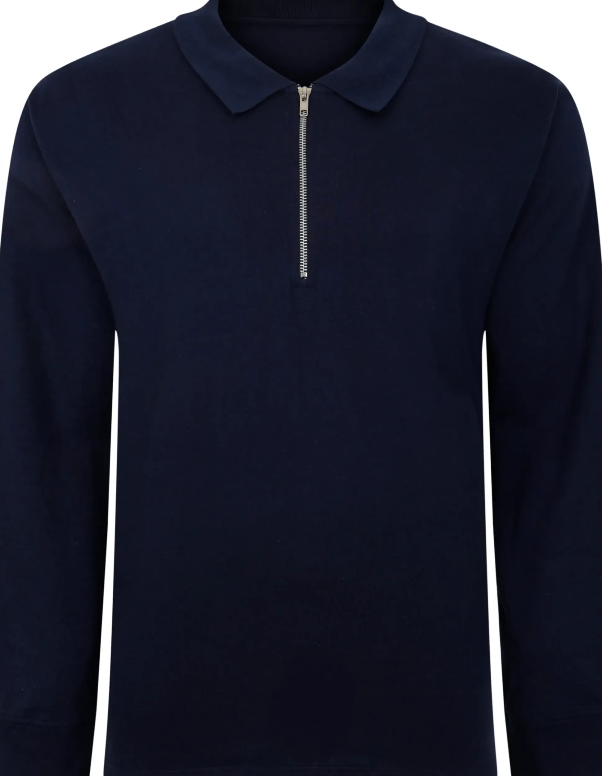 Bigdude Smart Single Jersey Long Sleeve Polo With Zip Navy Tall