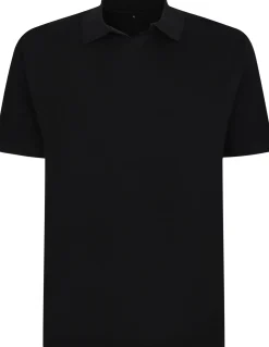 Bigdude Soft Jersey Cuban Collar Polo Shirt Black