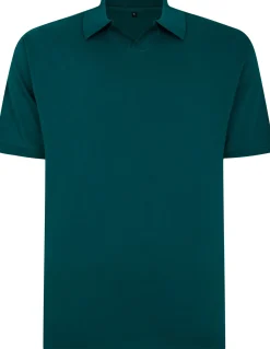 Bigdude Soft Jersey Cuban Collar Polo Shirt Green