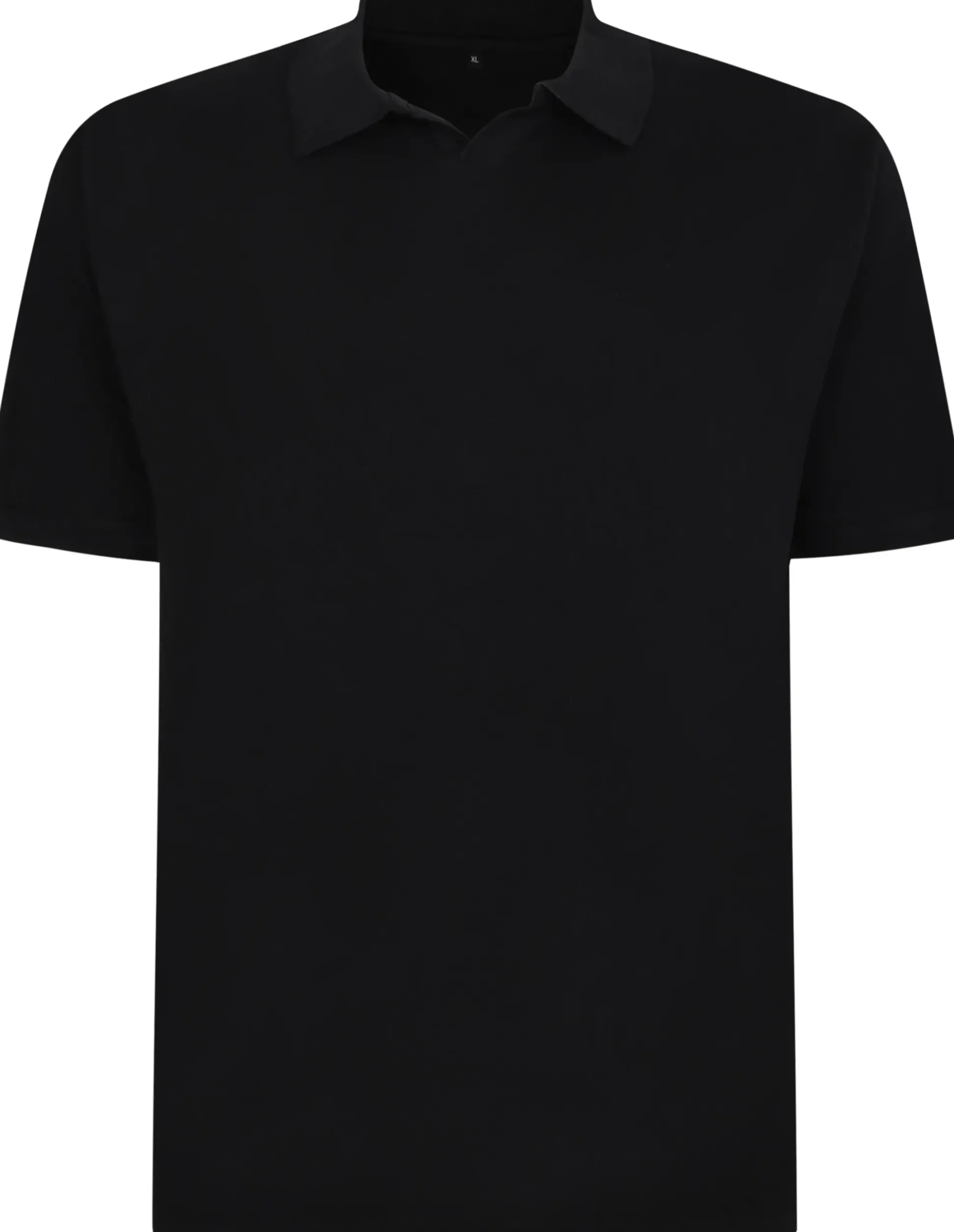Bigdude Soft Jersey Cuban Collar Polo Shirt Black Tall