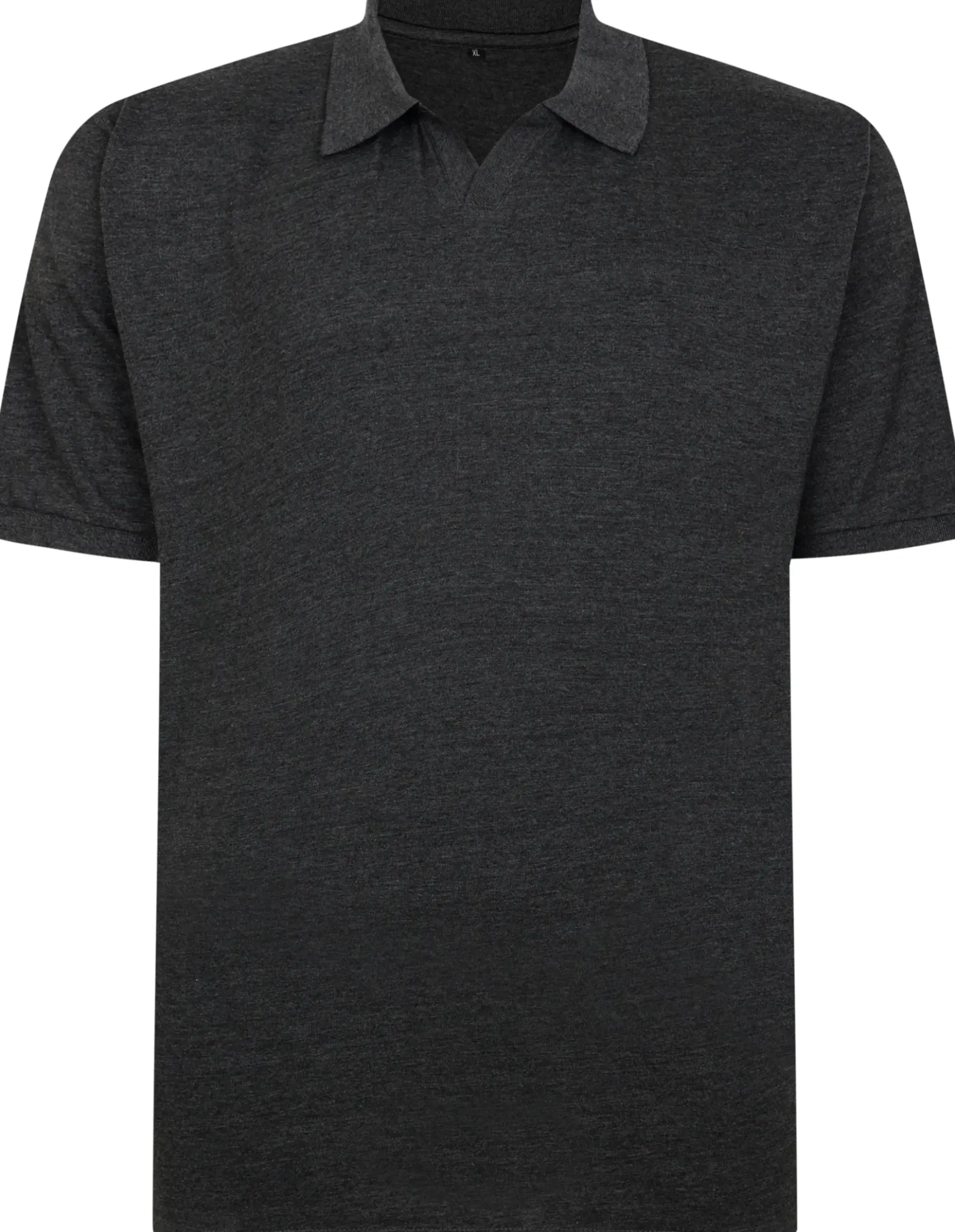 Bigdude Soft Jersey Cuban Collar Polo Shirt Charcoal Tall