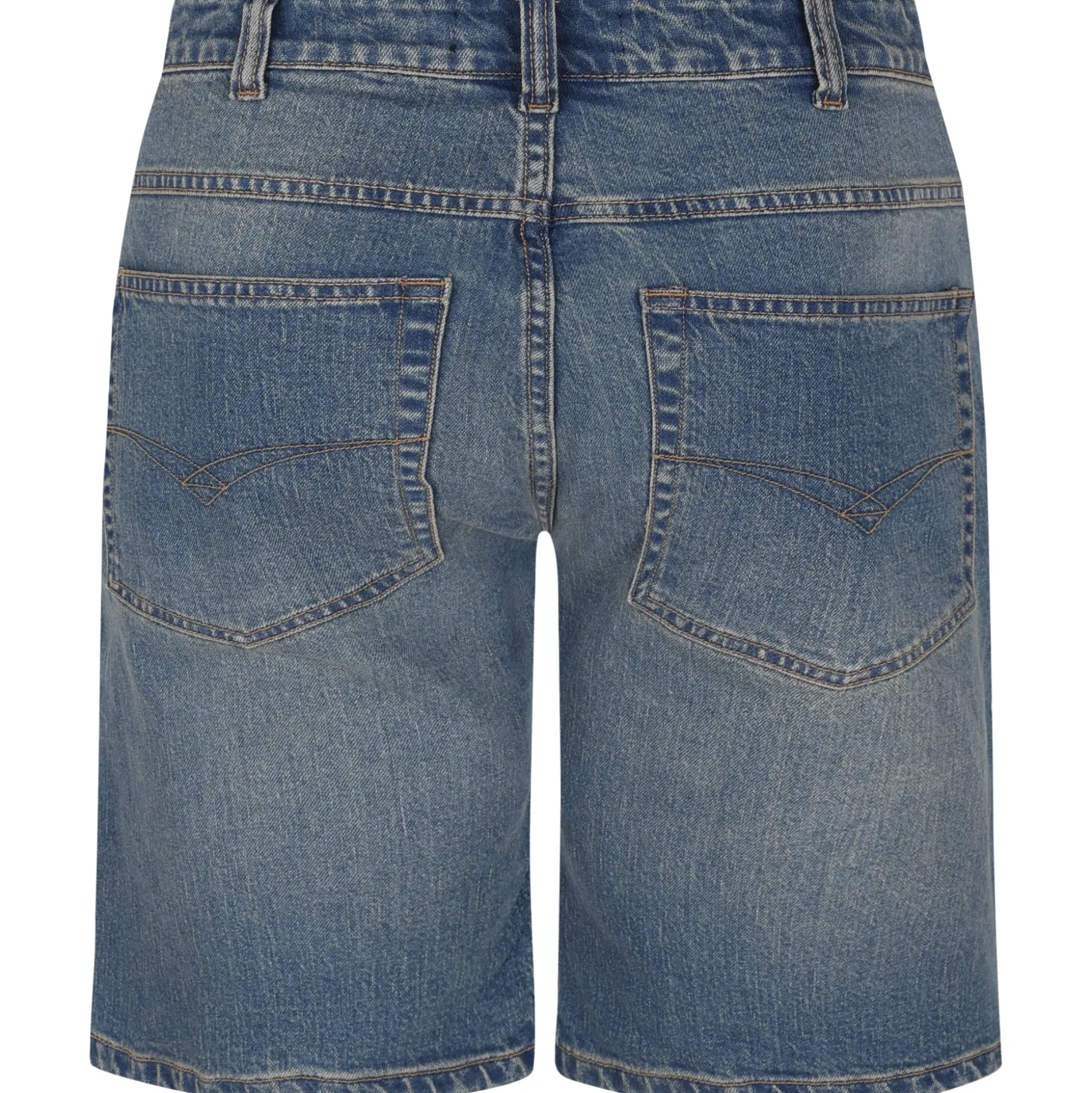 Bigdude Stretch Denim Shorts With Whiskers Tint Wash