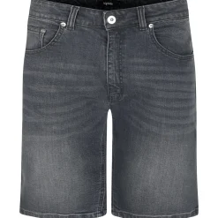 Bigdude Stretch Denim Shorts With Whiskers Grey Wash
